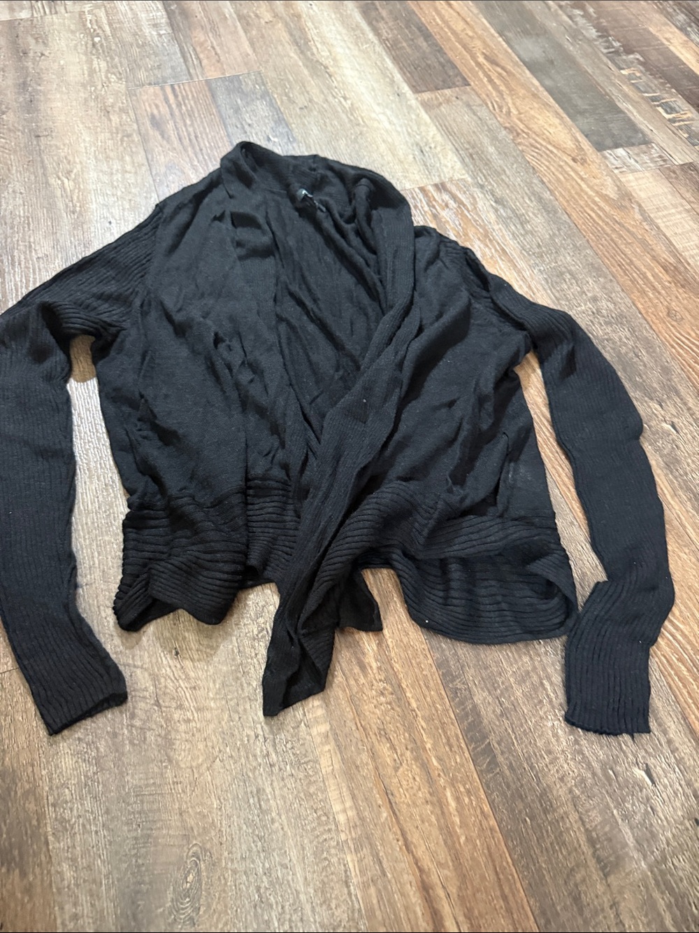 Apt. 9 Black Open-Front Draped Cardigan